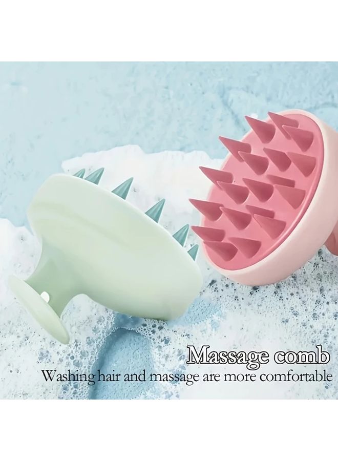 Green Dual Head Shampoo Brush Scalp Massager For Deep Cleansing Dandruff Detangling - Image 1